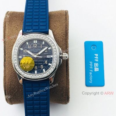 PFF Swiss Patek Philippe Aquanaut Luce Quartz Watch SS Blue Dial Lady 35.6mm-Best Patek Philippe Replica Watches